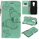 Butterfly Embossing Pattern Horizontal Flip Leather Case for Motorola Moto G7 Play, with Card Slot & Holder & Wallet & Lanyard (Green) - 1