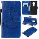 Butterfly Embossing Pattern Horizontal Flip Leather Case for Motorola Moto G7 Play, with Card Slot & Holder & Wallet & Lanyard (Blue) - 1