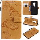 Butterfly Embossing Pattern Horizontal Flip Leather Case for Motorola Moto G7 Play, with Card Slot & Holder & Wallet & Lanyard (Yellow) - 1