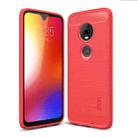 MOFI Brushed Texture Carbon Fiber TPU Case for Motorola Moto G7 (Red) - 1