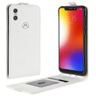 R64 Texture Single Fold Vertical Flip Leather Case for Motorola One (P30 Play), with Card Slots & Wallet(White) - 1