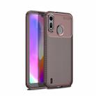 Carbon Fiber Texture Shockproof TPU Case for Motorola Moto P40 Play (Brown) - 1