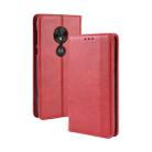 Magnetic Buckle Retro Texture Horizontal Flip Leather Case for Motorola Moto G7 Play (EU Version), with Holder & Card Slots & Wallet (Red) - 1