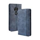 Magnetic Buckle Retro Texture Horizontal Flip Leather Case for Motorola Moto G7 Play (US Version), with Holder & Card Slots & Wallet (Blue) - 1