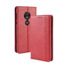 Magnetic Buckle Retro Texture Horizontal Flip Leather Case for Motorola Moto G7 Play (US Version), with Holder & Card Slots & Wallet (Red) - 1