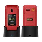 UNIWA V909T Flip Phone, 2.8 inch + 1.77 inch, UNISOC Tiger T107, Support Bluetooth, FM, Network: 4G, SOS, with Charge Dock Base(Red) - 1