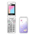 N509 Women Flip Phone, 2.4 inch, 6800mAh, Support FM, Flashlights, MP3, Big Keys, Dual SIM, EU Plug (Purple) - 1