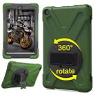 For Amazon Fire HD 8 inch (2017) 360 Degree Rotation PC + Silicone Protective Case with Holder & Hand-strap (Army Green) - 1