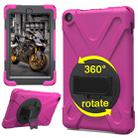 For Amazon Fire HD 8 inch (2017) 360 Degree Rotation PC + Silicone Protective Case with Holder & Hand-strap (Magenta) - 1