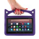 For Amazon Kindle Fire 7 (2015&2017) Universal Cat Ear Shaped EVA Bumper Protective Case with Handle & Holder(Purple) - 1