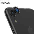 For iPhone XR 10pcs Titanium Alloy Metal Camera Lens Protector Tempered Glass Film(Black) - 1
