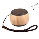 A14 Mini Portable Drum Shaped Wood Texture Bluetooth Stereo Speaker with Lanyard, Bluetooth Distance: 10m(Brown) - 1