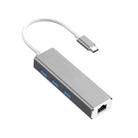 USB-C / Type-C to Gigabit Ethernet RJ45 & 3 x USB 3.0 Adapter Converter HUB, Computer External Tablet Phone Universal(Grey) - 1