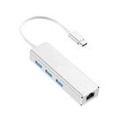 USB-C / Type-C to Gigabit Ethernet RJ45 & 3 x USB 3.0 Adapter Converter HUB, Computer External Tablet Phone Universal(Silver) - 1