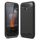 For Nokia 1 Brushed Texture Carbon Fiber Shockproof TPU Protective Back Case (Black) - 1