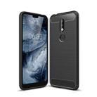 Brushed Texture Carbon Fiber Soft TPU Case for Nokia 7.1(Black) - 1