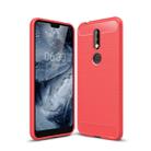 Brushed Texture Carbon Fiber Soft TPU Case for Nokia 7.1(Red) - 1