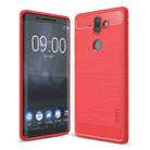 MOFI Brushed Texture Carbon Fiber Soft TPU Case for Nokia 8 Sirocco (Red) - 1