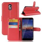 Litchi Texture Horizontal Flip Leather Case for Nokia 3.1, with Wallet & Holder & Card Slots (Red) - 1