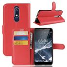 Litchi Texture Horizontal Flip Leather Case for Nokia 5.1, with Wallet & Holder & Card Slots (Red) - 1