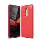 Brushed Texture Carbon Fiber Shockproof TPU Case for Nokia 5.1 (Red) - 1