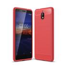Brushed Texture Carbon Fiber Shockproof TPU Case for Nokia 3.1 (Red) - 1