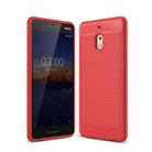 Brushed Texture Carbon Fiber Shockproof TPU Case for Nokia 2.1 (Red) - 1