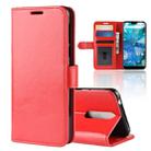 R64 Texture Single Fold Horizontal Flip Leather Case for Nokia 7.1, with Holder & Card Slots & Wallet(Red) - 1