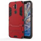 Shockproof PC + TPU Case for Nokia 8.1 / X7, with Holder(Red) - 1