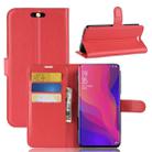 Litchi Texture Horizontal Flip PU Leather Case for OPPO Find X, with Holder & Card Slots & Wallet (Red) - 1