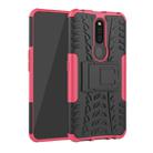 Shockproof  PC + TPU Tire Pattern Case for OPPO F11 Pro, with Holder (Pink) - 1