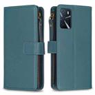 9 Card Slots Zipper Wallet Leather Flip Phone Case For OPPO A16 / A16s / A54s / A55 5G / A54 4G (Green) - 1