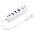 2 in 1 TF & SD Card Reader + 3 x USB Ports to USB-C / Type-C HUB Converter, Total Length: 24cm(White) - 3