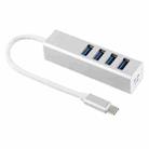 5Gbps Super Speed Self / Bus Power 4 Ports USB 3.0 to USB-C / Type-C HUB Converter (Silver) - 1