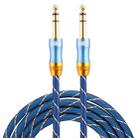 EMK 6.35mm Male to Male 4 Section Gold-plated Plug Grid Nylon Braided Audio Cable for Speaker Amplifier Mixer, Length: 2m(Blue) - 1