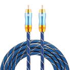 EMK 8mm RCA Male to 6mm RCA Male Gold-plated Plug Grid Nylon Braided Audio Coaxial Cable for Speaker Amplifier Mixer, Length: 2m(Blue) - 1