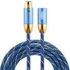 EMK XLR Male to Female Gold-plated Plug Grid Nylon Braided Cannon Audio Cable for XLR Jack Devices, Length: 2m(Blue) - 1