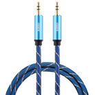 EMK 3.5mm Male to Male Grid Nylon Braided Audio Cable for Speaker / Notebooks / Headphone, Length: 0.5m(Blue) - 1