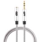 EMK 3.5mm Male to Female Gold-plated Plug Cotton Braided Audio Cable for Speaker / Notebooks / Headphone, Length: 0.5m(Grey) - 1