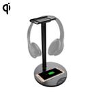New Bee 2 in 1 ABS + Aluminium Alloy + TPU Material Headphone Holder / Headset Stand & QI Standard Wireless Charging Transmitter(Black) - 1
