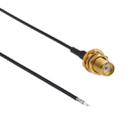 SMA Female Nut Bulkhead Pigtail RF Jumper 1.13mm Cable for PCB Board, Length: 8cm(Black) - 1
