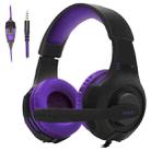 SADES AH-68 3.5mm Plug Wire-controlled E-sports Gaming Headset with Retractable Microphone, Cable Length: 2m(Black purple) - 1