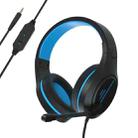 SADES MH601 3.5mm Plug Wire-controlled Noise Reduction E-sports Gaming Headset with Retractable Microphone, Cable Length: 2.2m(Black Blue) - 1