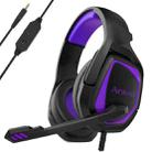 SADES MH602 3.5mm Plug Wire-controlled E-sports Gaming Headset with Retractable Microphone, Cable Length: 2.2m(Black purple) - 1