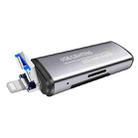 118 2 in 1 USB + 8 Pin Interfaces USB Flash Disk / Memory Card OTG Card Reader for IOS System Mobile Phone / Computer (Light Grey) - 1