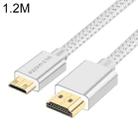 ULT-unite Gold-plated Head HDMI 2.0 Male to Mini HDMI Male Nylon Braided Cable, Cable Length: 1.2m(Silver) - 1