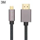 ULT-unite Gold-plated Head HDMI Male to Micro HDMI Male Nylon Braided Cable, Cable Length: 3m(Black) - 1