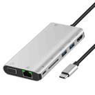 Onten 9591BD 8 in 1 USB-C / Type-C to PD USB-C / Type-C Charging + Gigabit Ethernet + Dual USB 3.0 + HDMI + VGA + SD Card Slot + 3.5mm AUX HUB(Silver) - 1