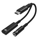 A15-1 USB-C / Type-C Male to PD 30W USB-C / Type-C Charging + 3.5mm Audio Female Earphone Adapter (Black) - 1