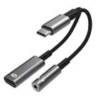 A15-1 USB-C / Type-C Male to PD 30W USB-C / Type-C Charging + 3.5mm Audio Female Earphone Adapter (Grey) - 1